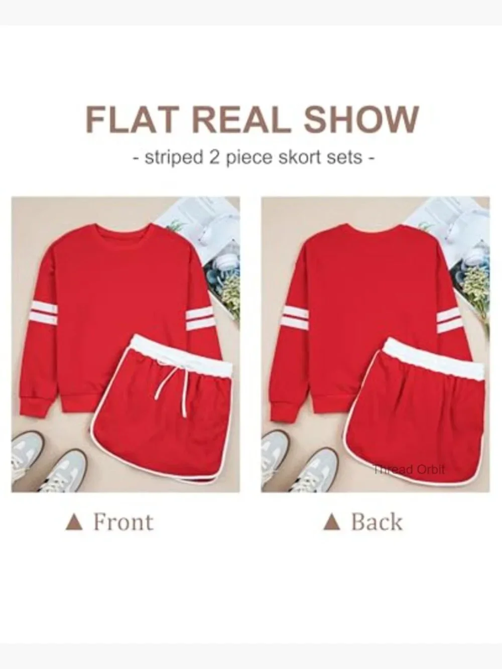 Women's Striped 2 Piece Lounge Set Tracksuit Skort Matching Set